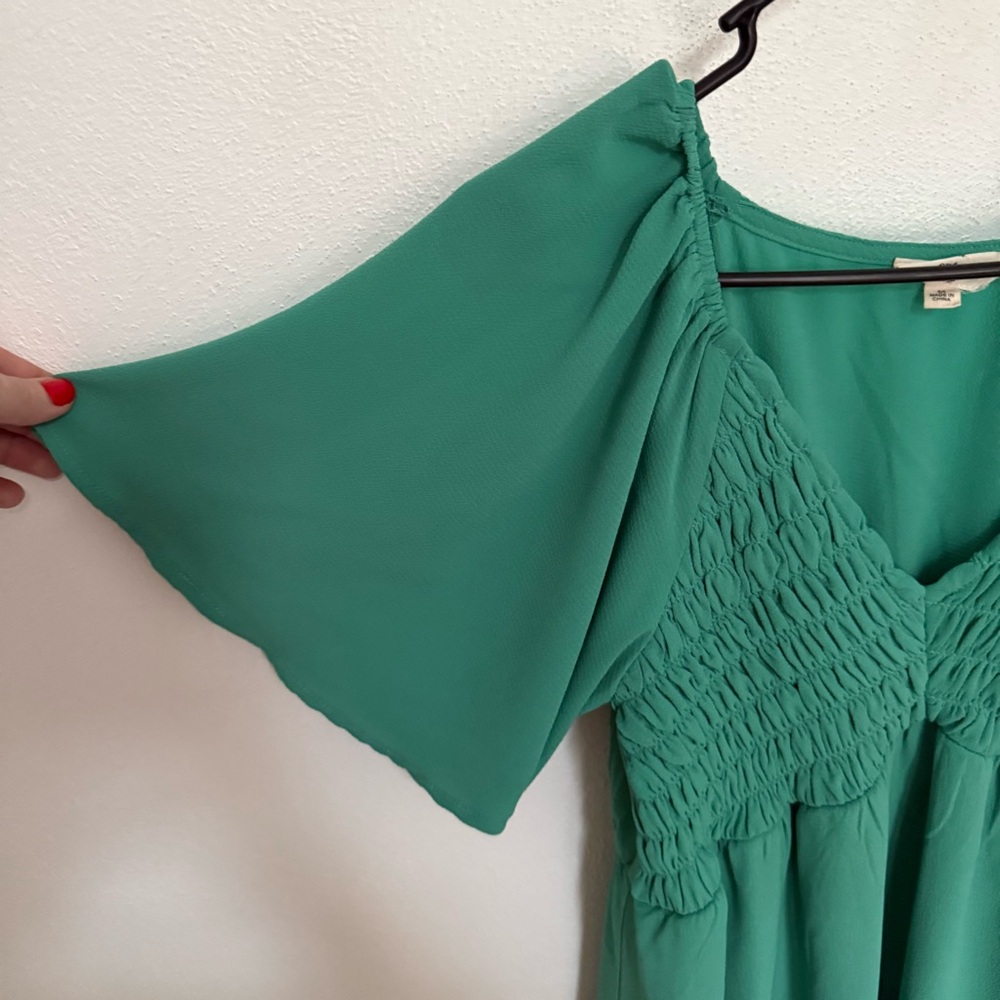 Entro Green Ruched Mini Dress - Picture 4 of 10